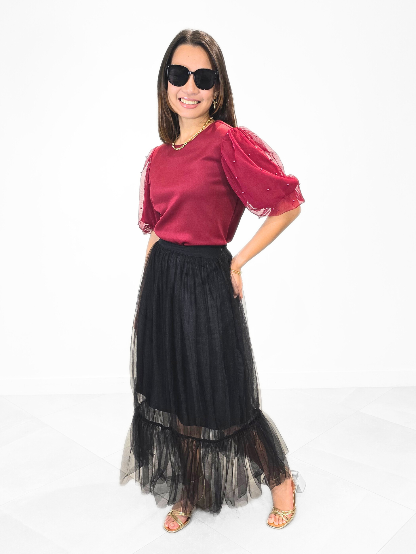 Zaya Tulle Beaded Top