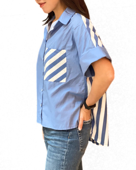 Audrey (Plus Size) Stripes Polo Top