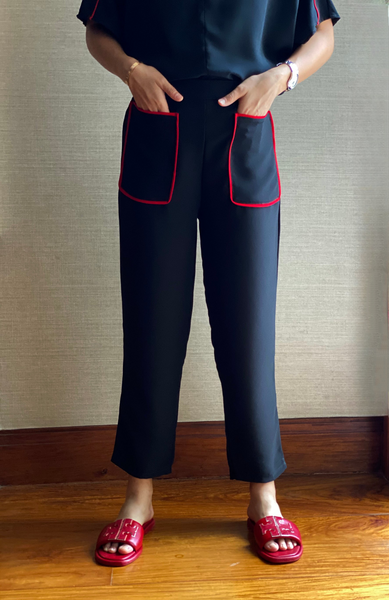Ashley (Plus Size) Piping Tapered Pants