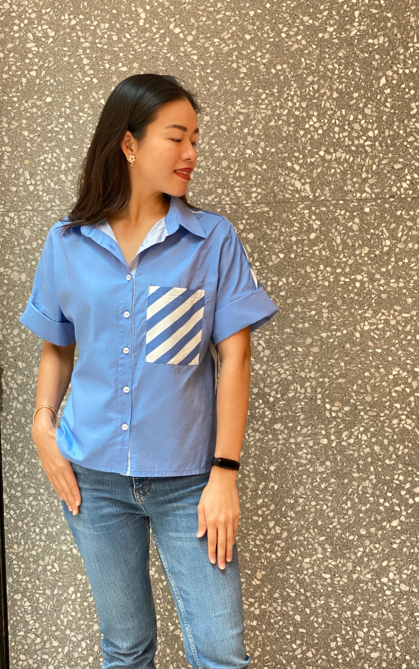 Audrey (Plus Size) Stripes Polo Top