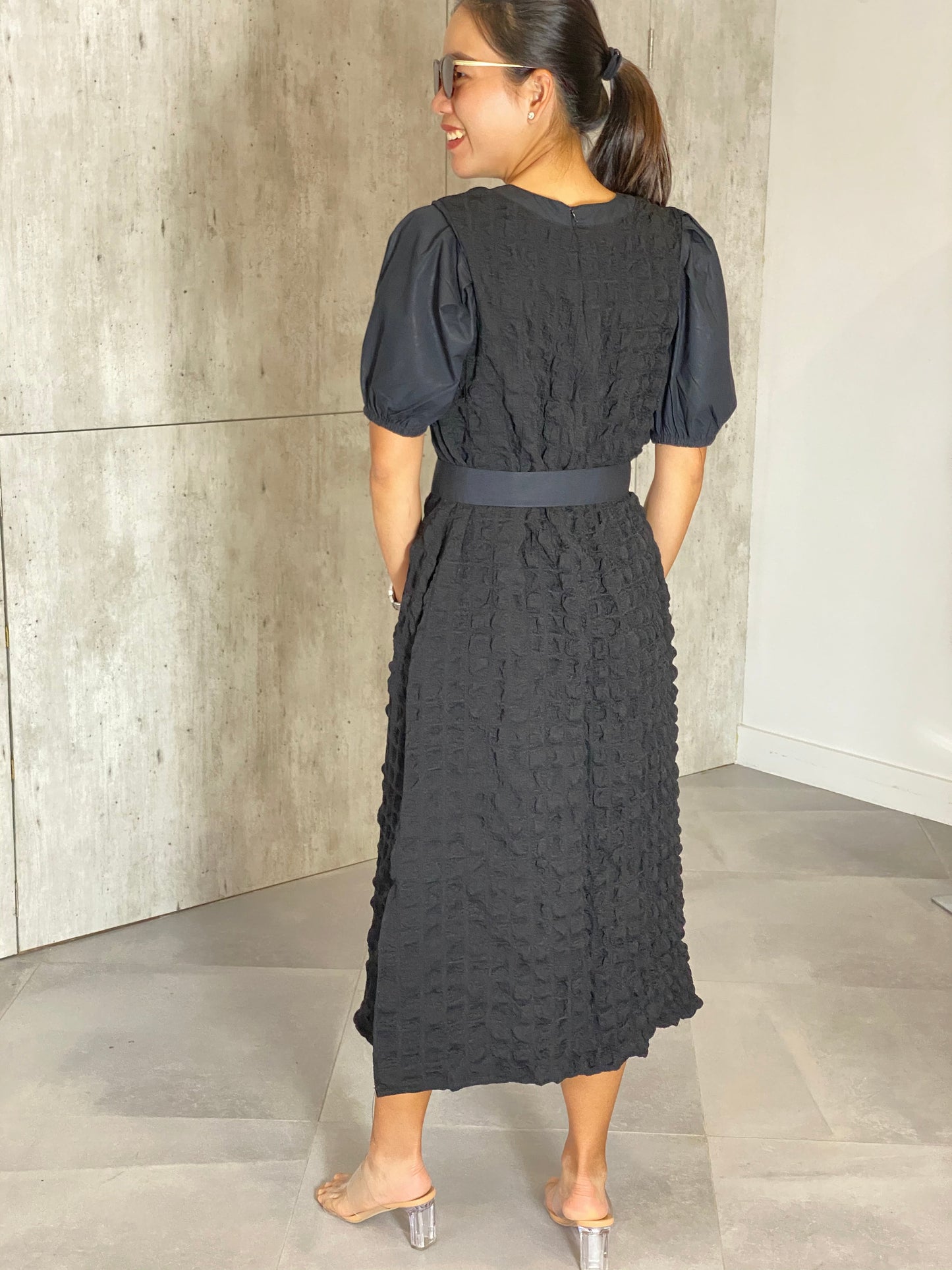 Harley (Plus Size) Waffle Dress (Sash Included)