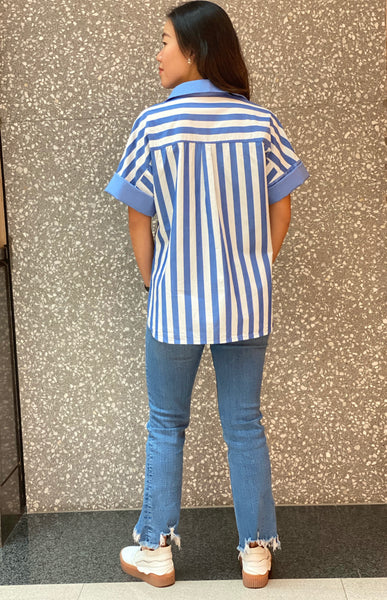 Audrey (Plus Size) Stripes Polo Top