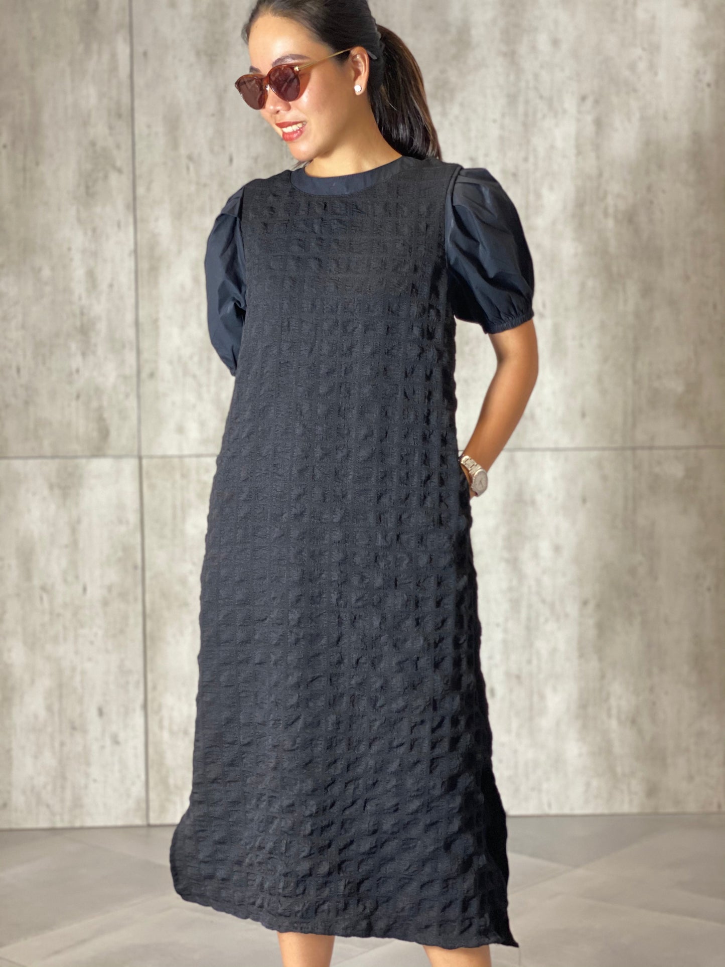 Harley (Plus Size) Waffle Dress (Sash Included)