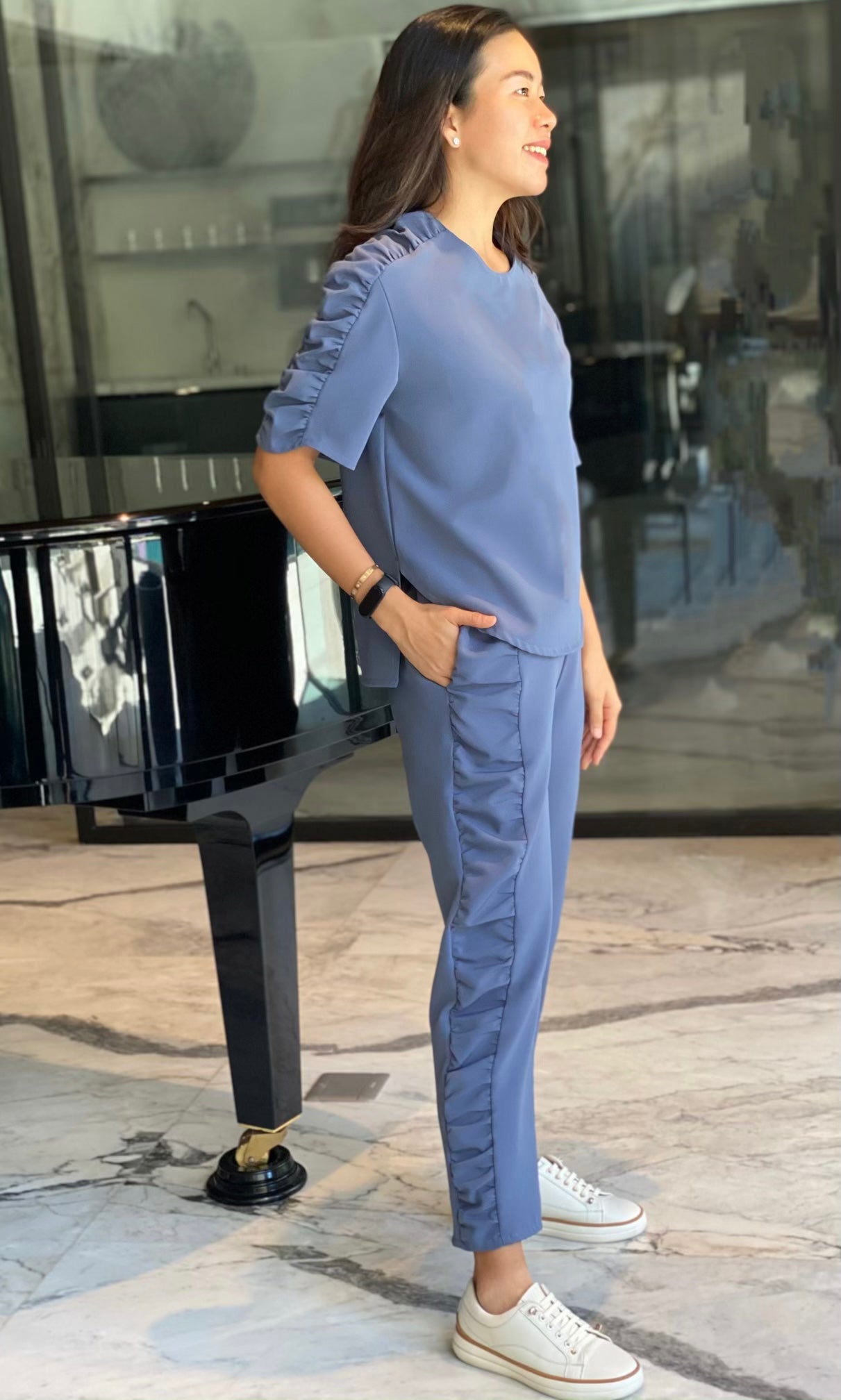 Veronica (Plus Size) Shirred Tapered Pants