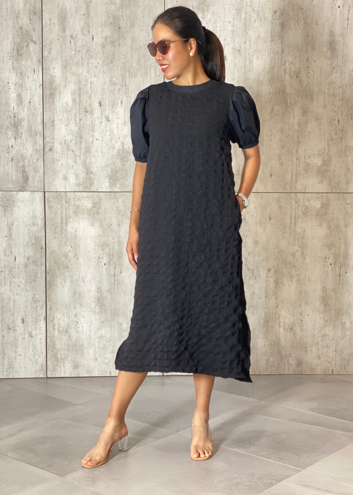 Harley (Plus Size) Waffle Dress (Sash Included)