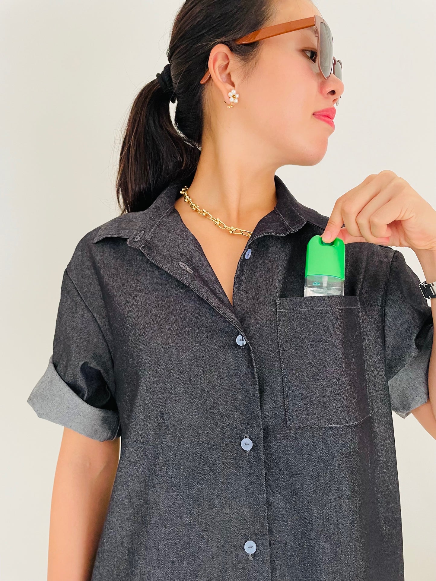 Olivia Pleated Shirt Dress (Sash Included)