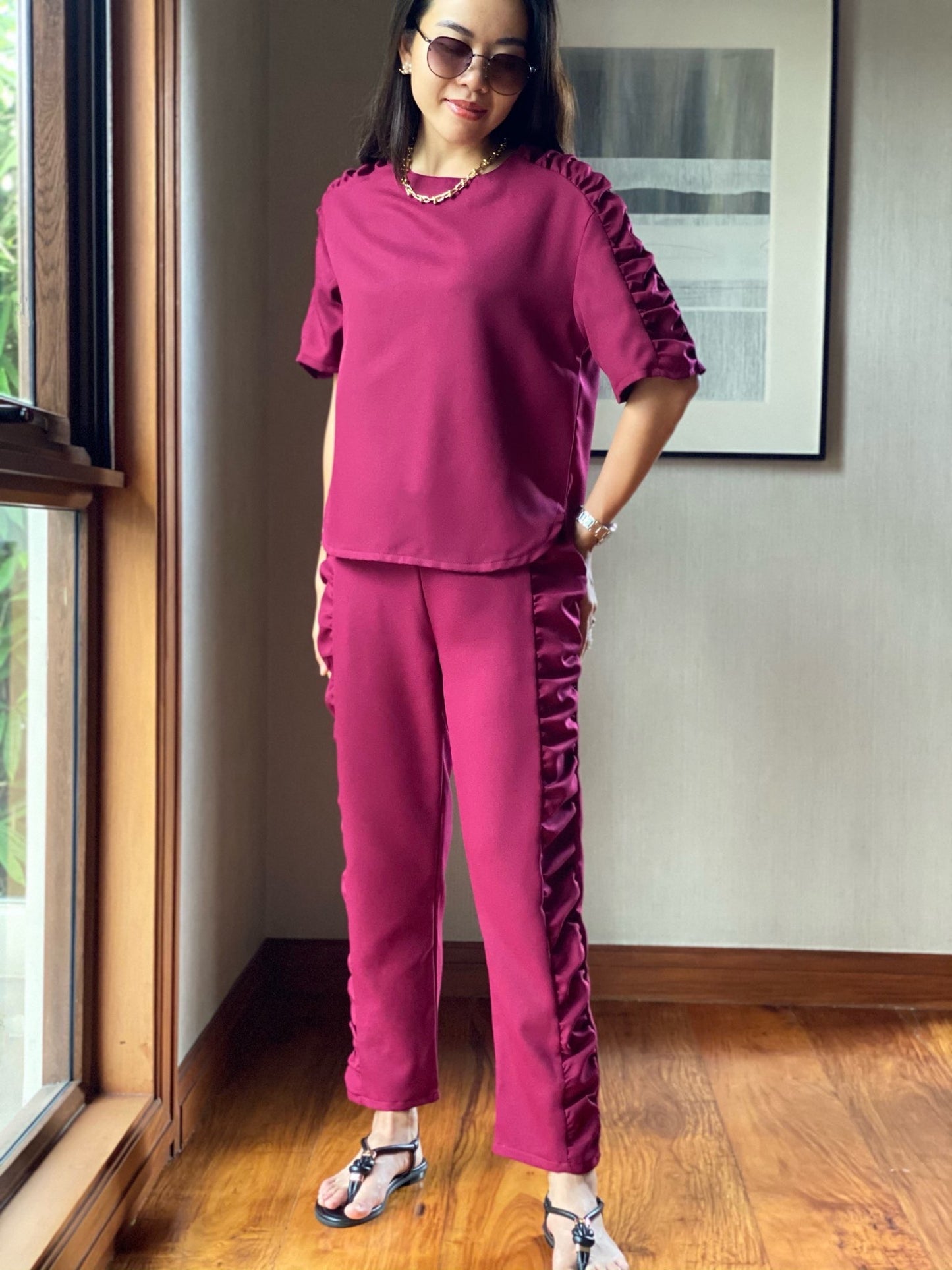 Veronica (Plus Size) Shirred Tapered Pants