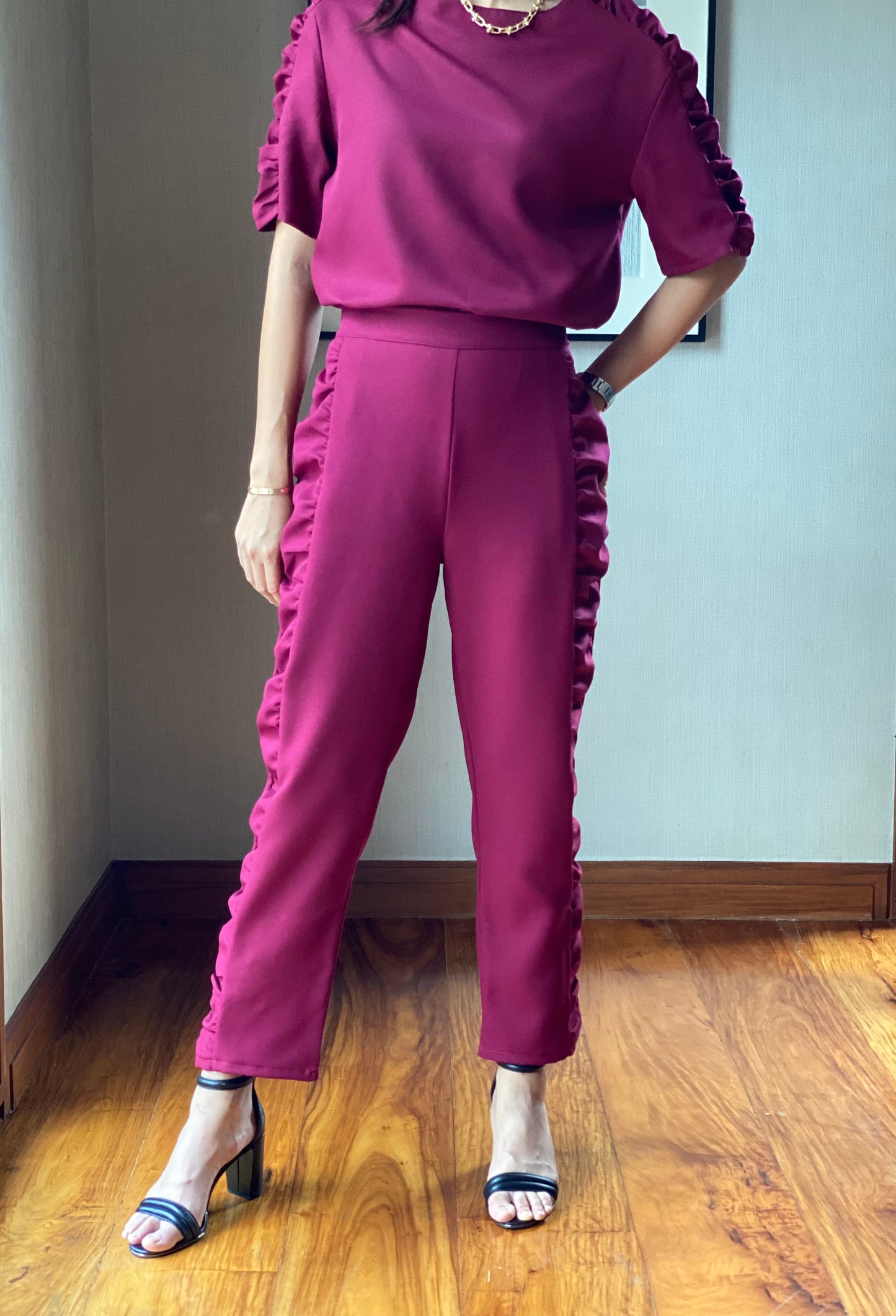 Veronica (Plus Size) Shirred Tapered Pants